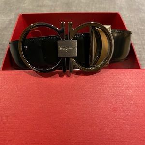 Salvatore Ferragamo - GANCINI BELT - Black/Hickory